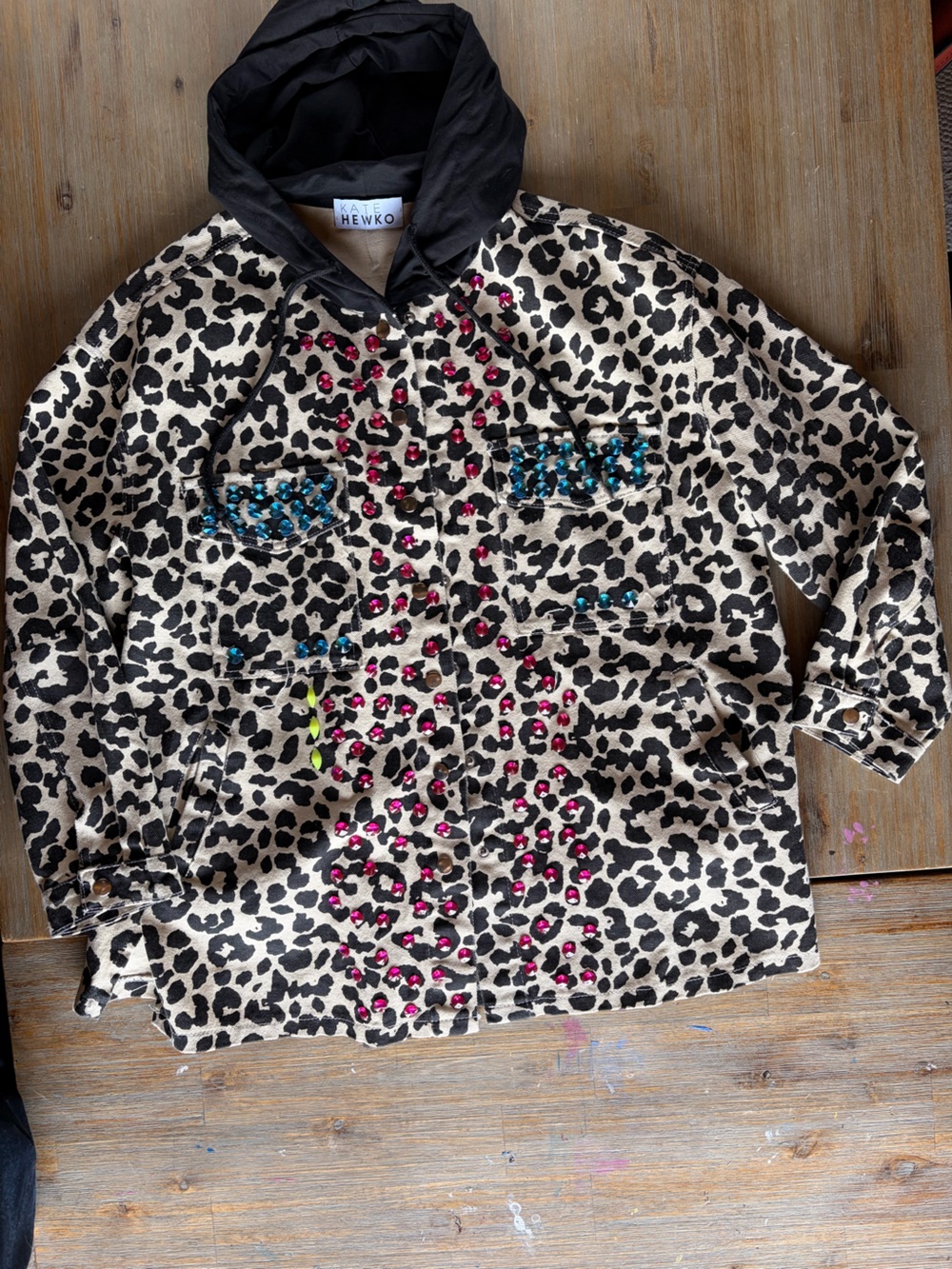 Kate Hewko Leopard Print Hooded Jacket
